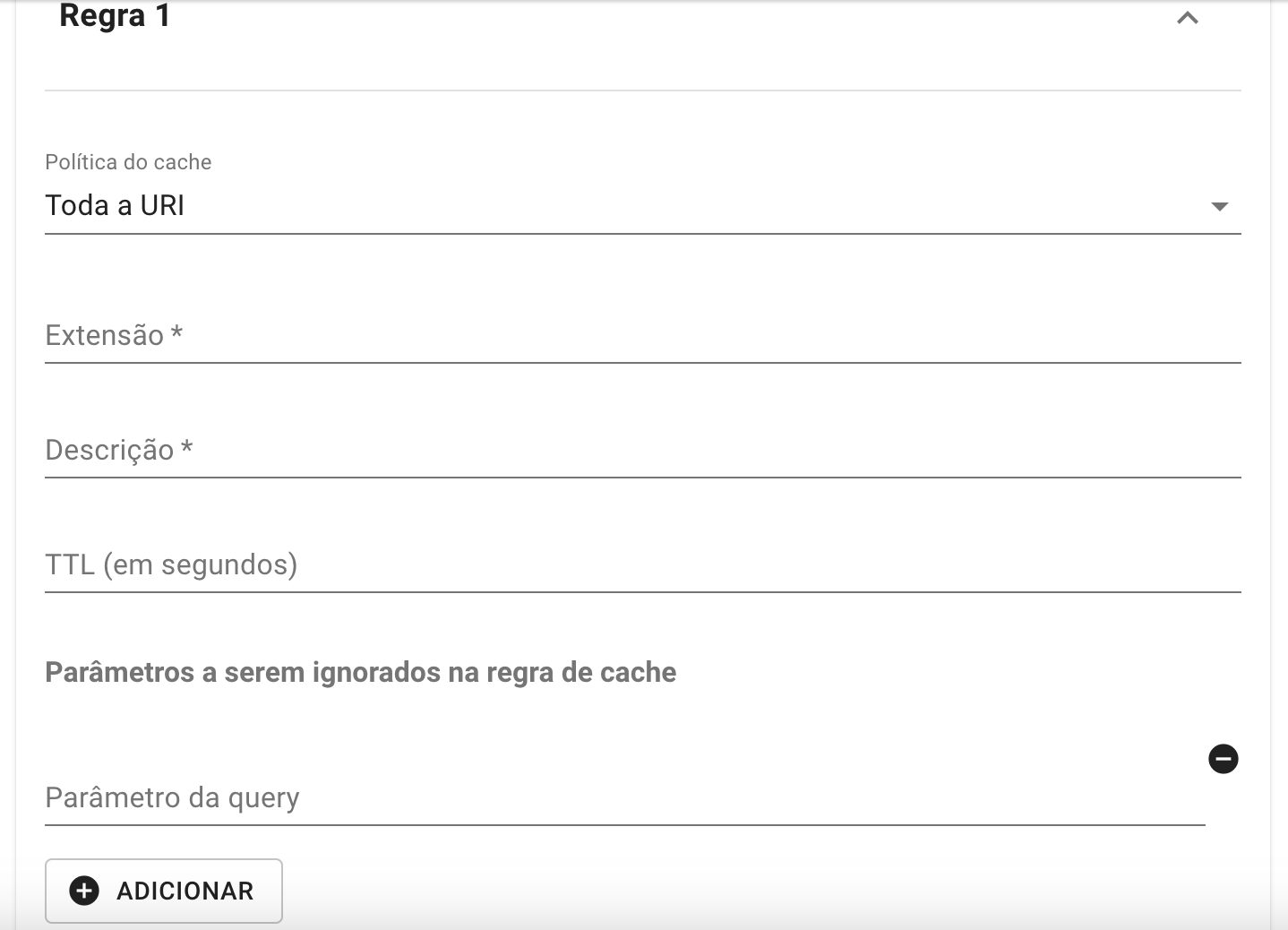 Toda a URI com parâmetros a serem ignorados