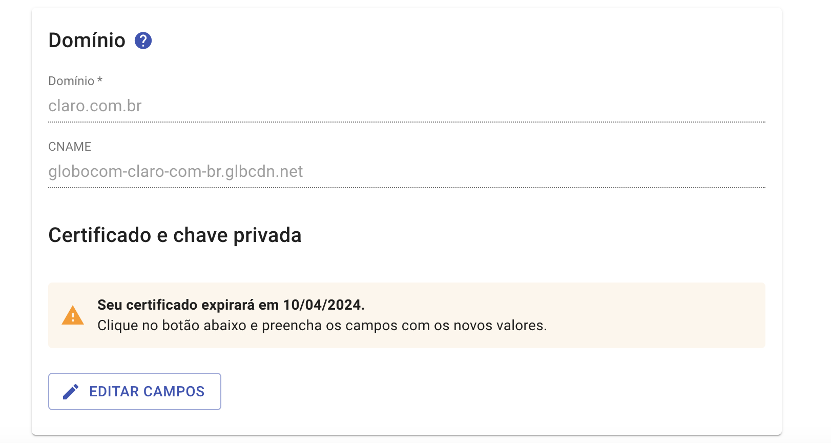 Expirando certificado