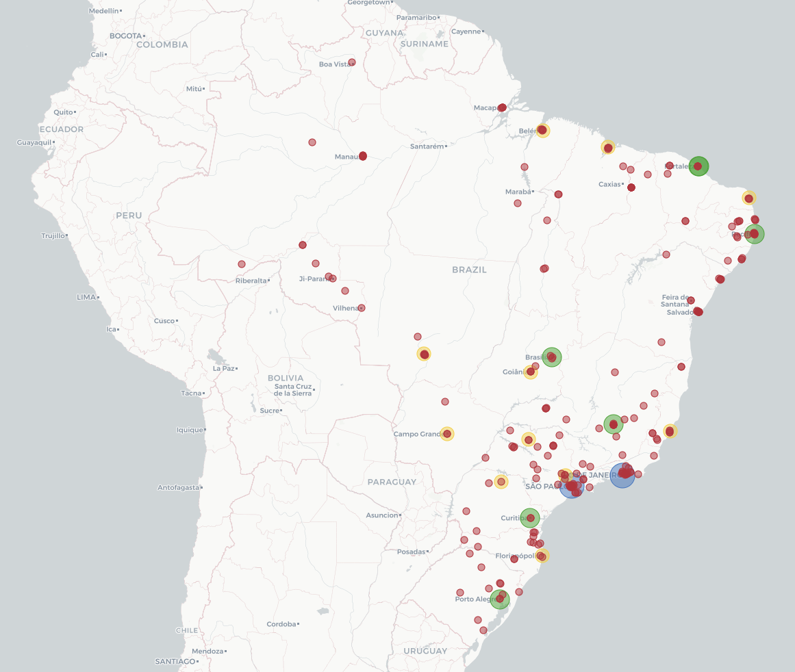 Distribuição dos Edge servers pelo Brasil