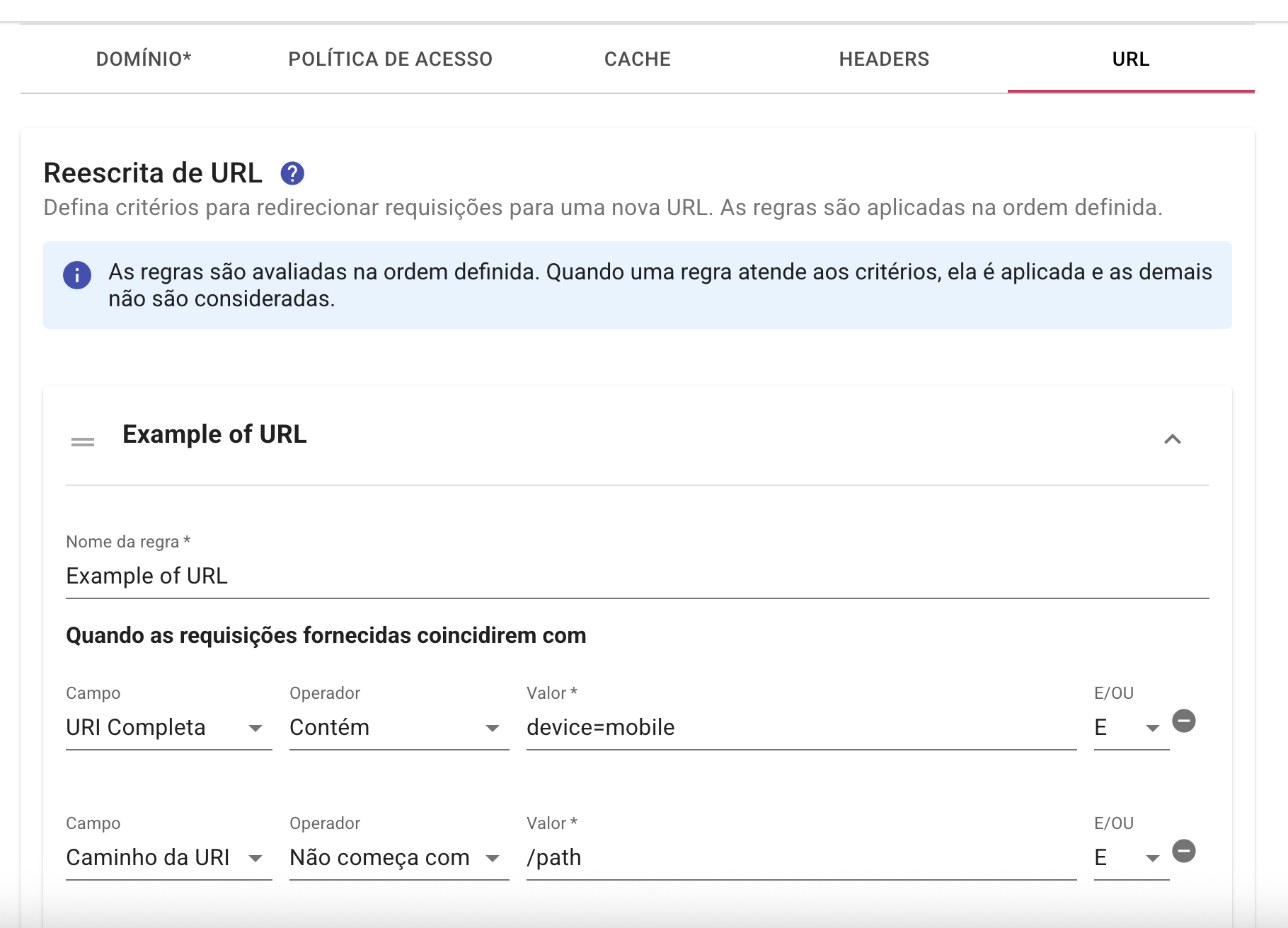 Visão geral da reescrita de URL