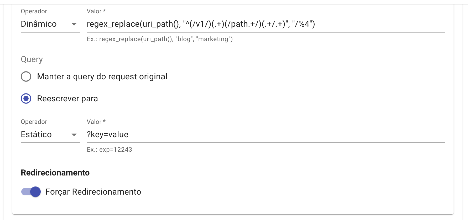 Reescrita de parâmetro de query